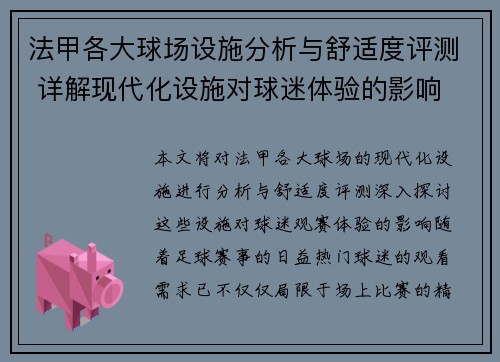 法甲各大球场设施分析与舒适度评测 详解现代化设施对球迷体验的影响