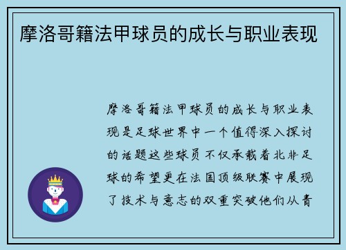 摩洛哥籍法甲球员的成长与职业表现