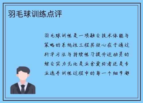 羽毛球训练点评